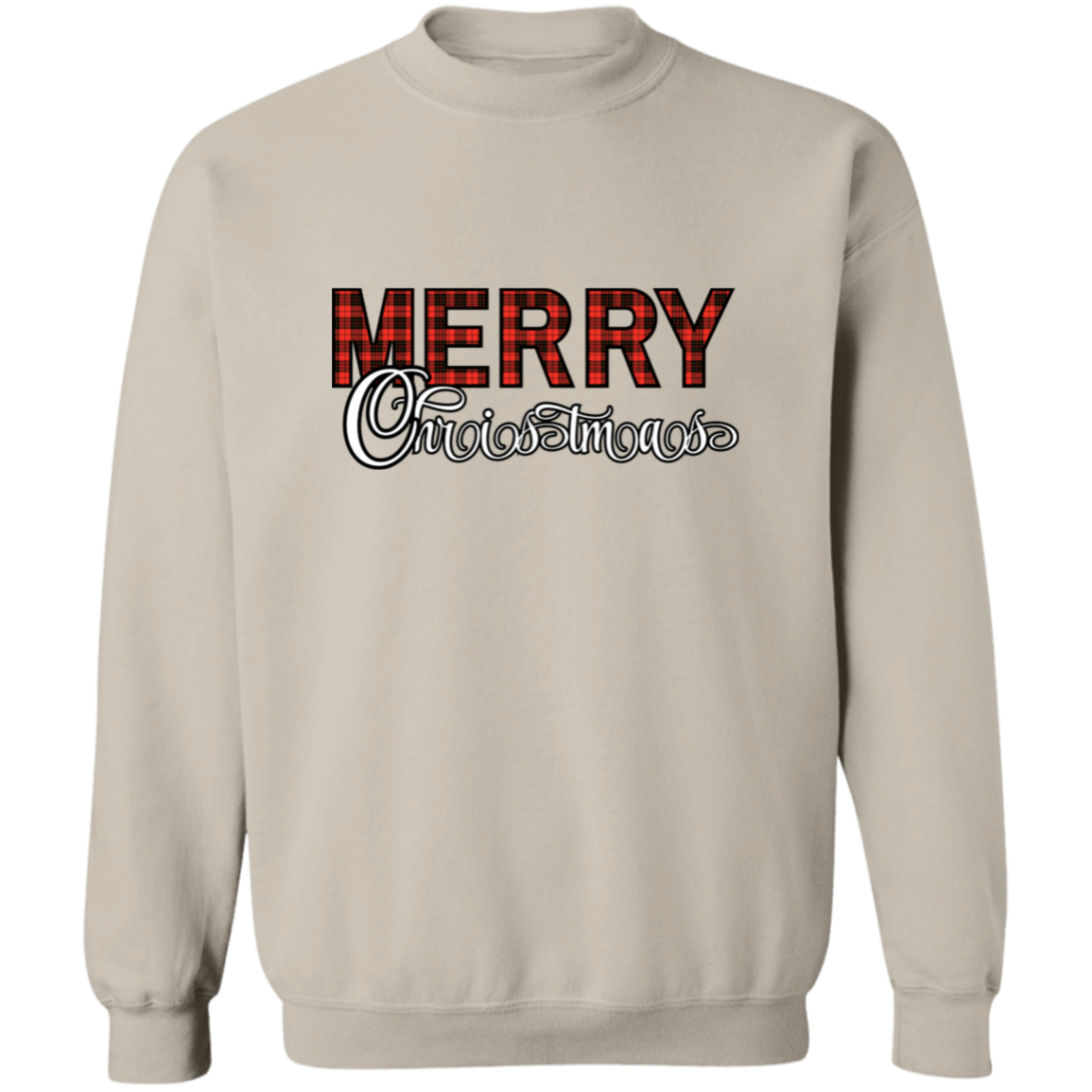 Red Plaid Merry Christmas Crewneck Pullover Sweatshirt