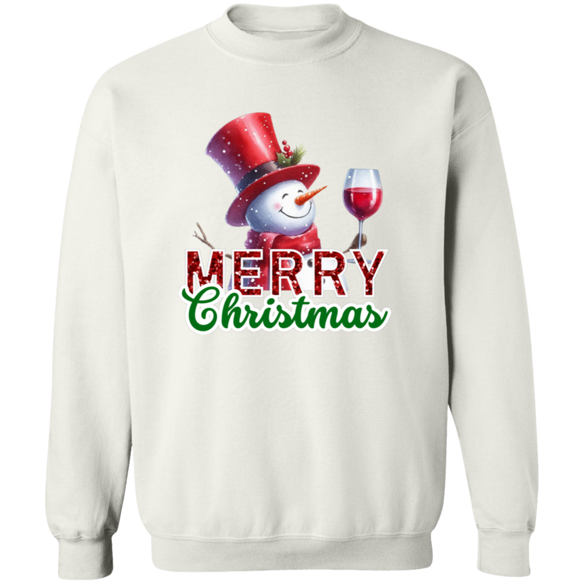 Wine Lovers Christmas Snowman Pullover Sweatshirt