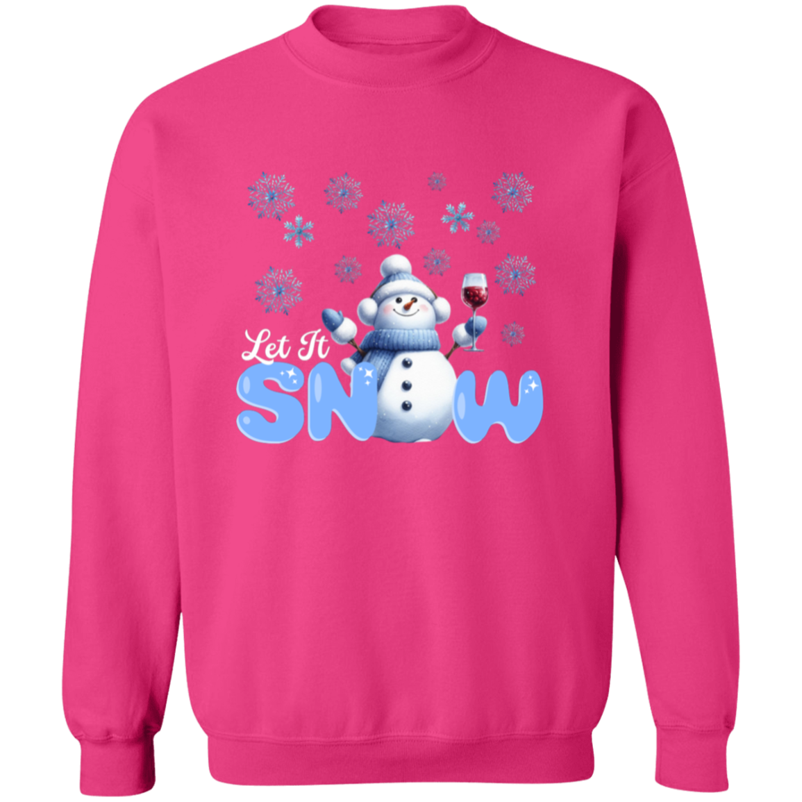 Let It Snow Snowman Christmas Crewneck Pullover Sweatshirt