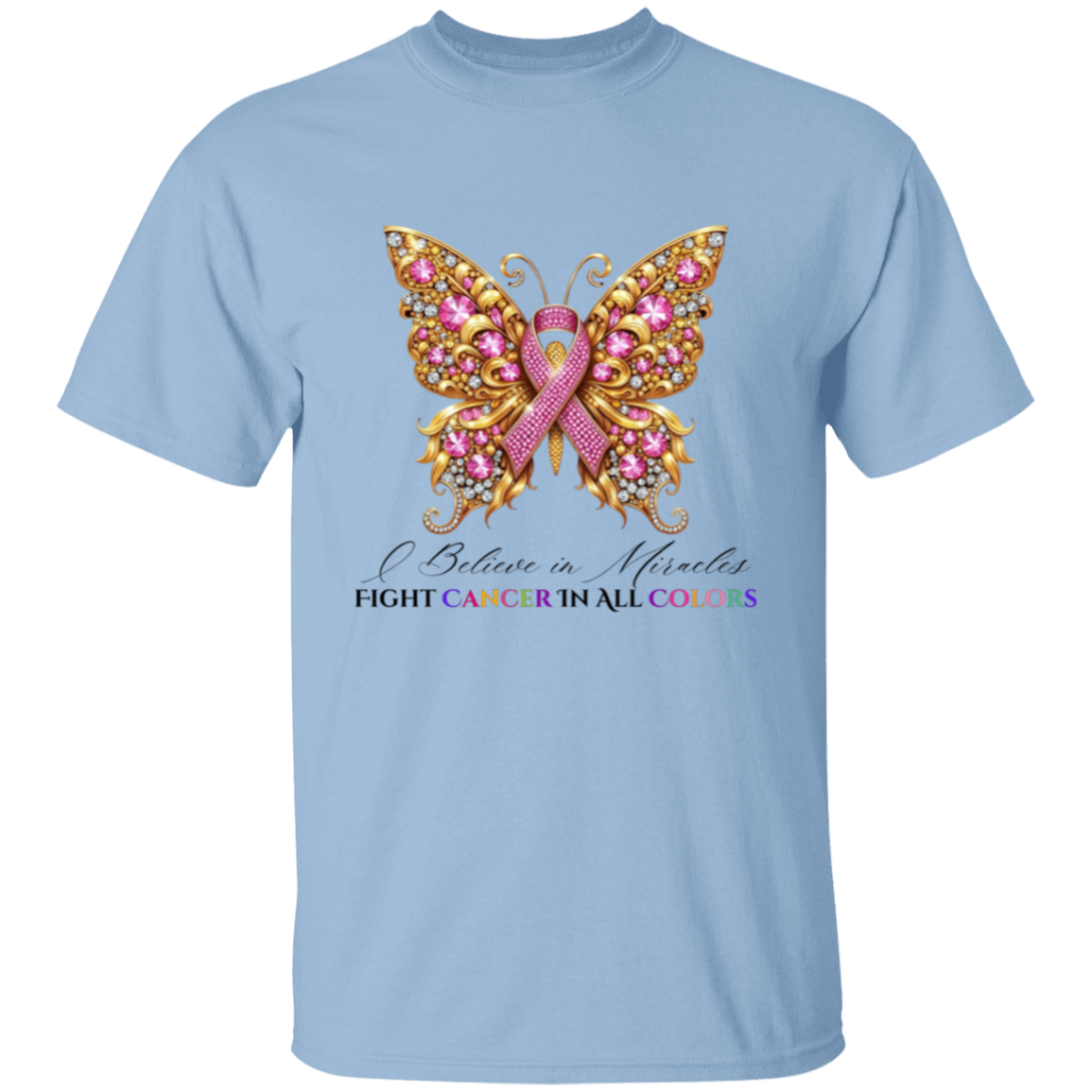 Gold Bling Breast Cancer Awareness Butterfly T-Shirt