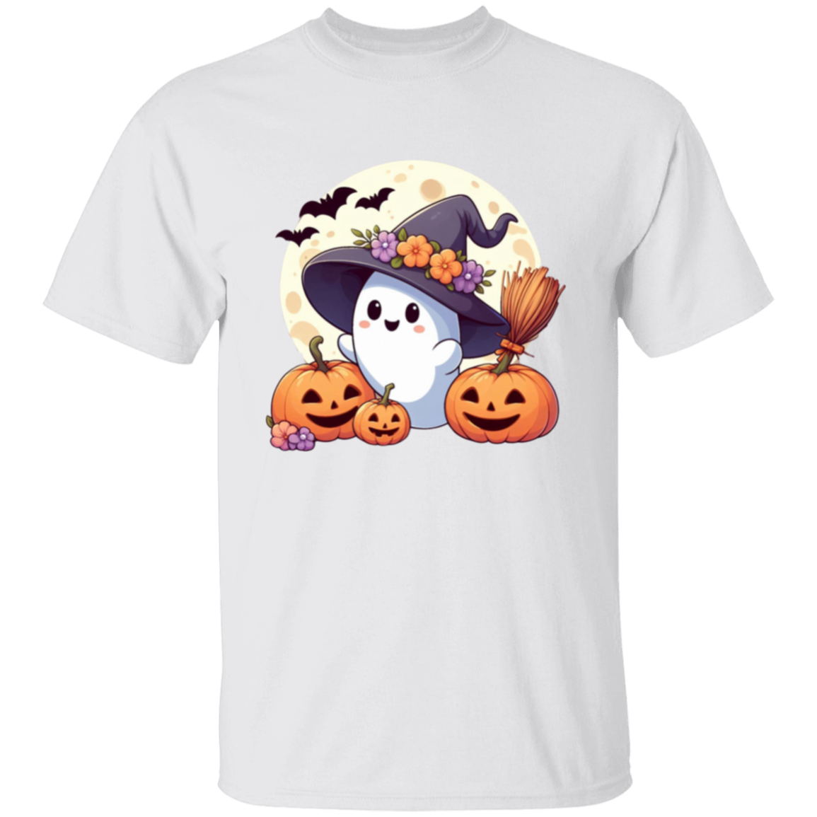 Cute Moon Ghost Pumpkin Halloween T-Shirt