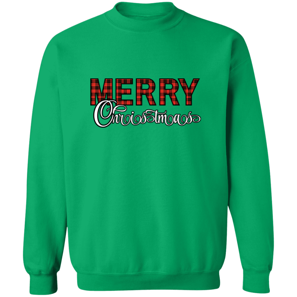 Red Plaid Merry Christmas Crewneck Pullover Sweatshirt