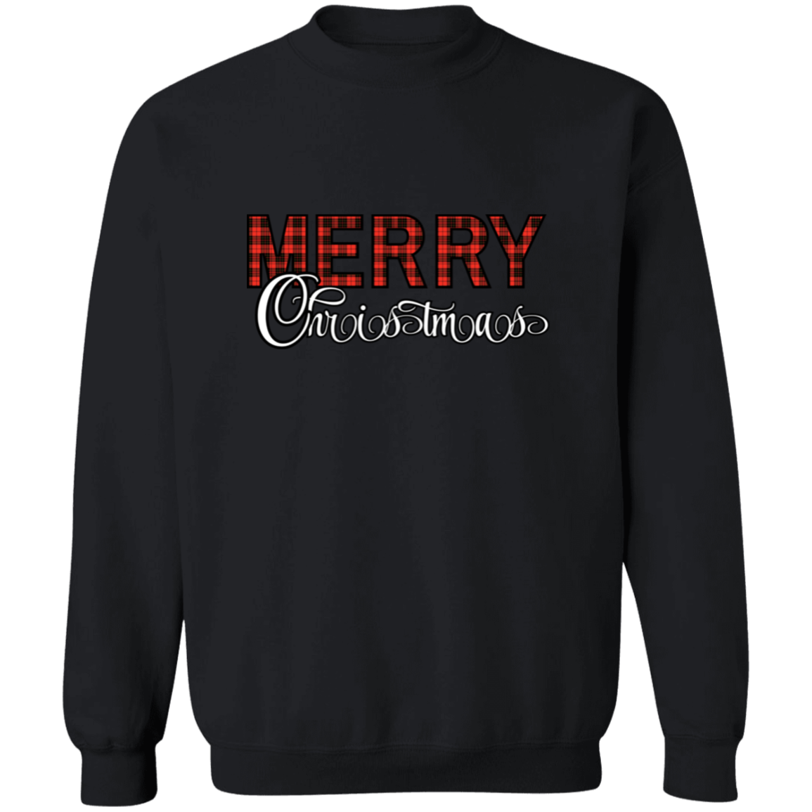 Red Plaid Merry Christmas Crewneck Pullover Sweatshirt