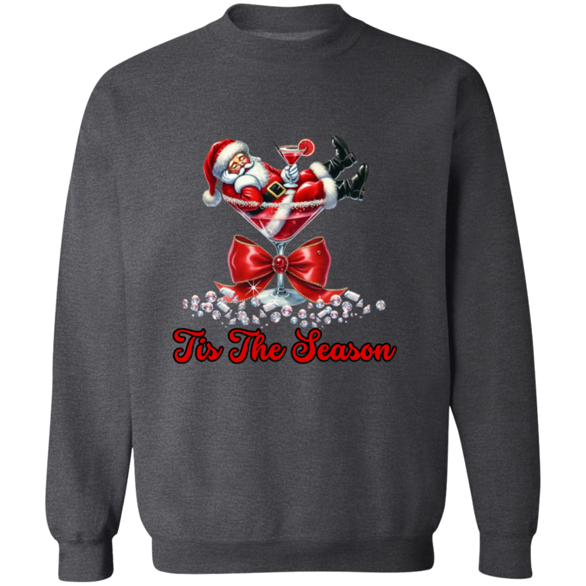 Martini Santa Christmas Crewneck Pullover Sweatshirt