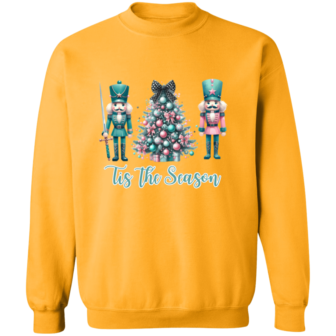 Christmas Pink and Teal Nutcracker Inspired Crewneck Pullover Sweatshirt