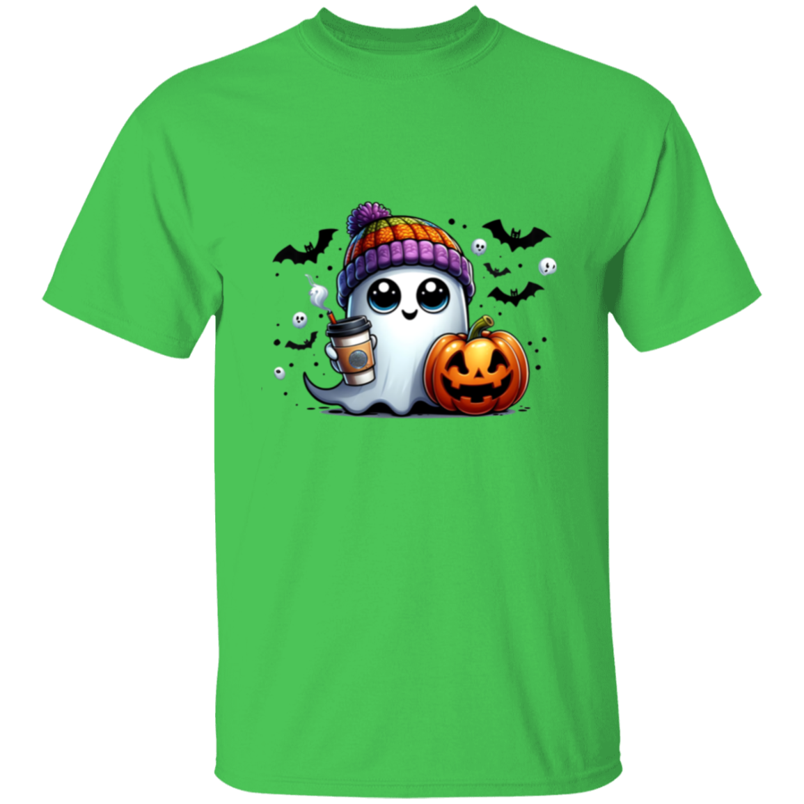 Cute Ghost Latte Halloween Pumpkin T-Shirt