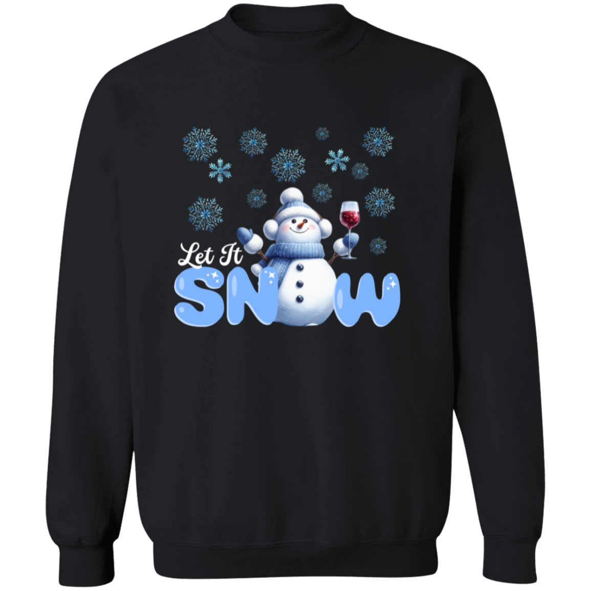 Let It Snow Snowman Christmas Crewneck Pullover Sweatshirt