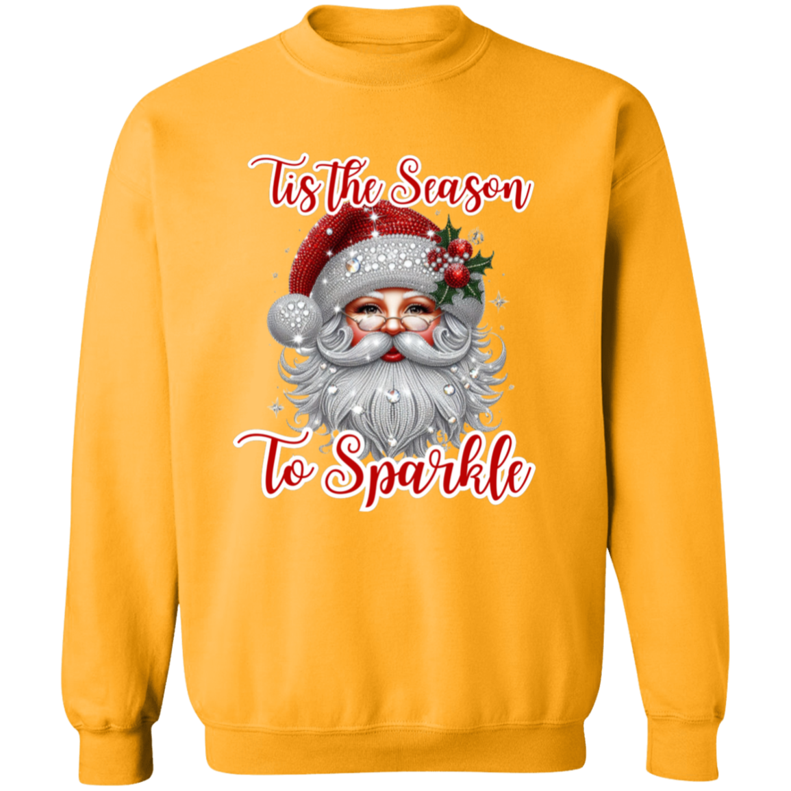 Sparkly Santa Christmas Crewneck Pullover Sweatshirt