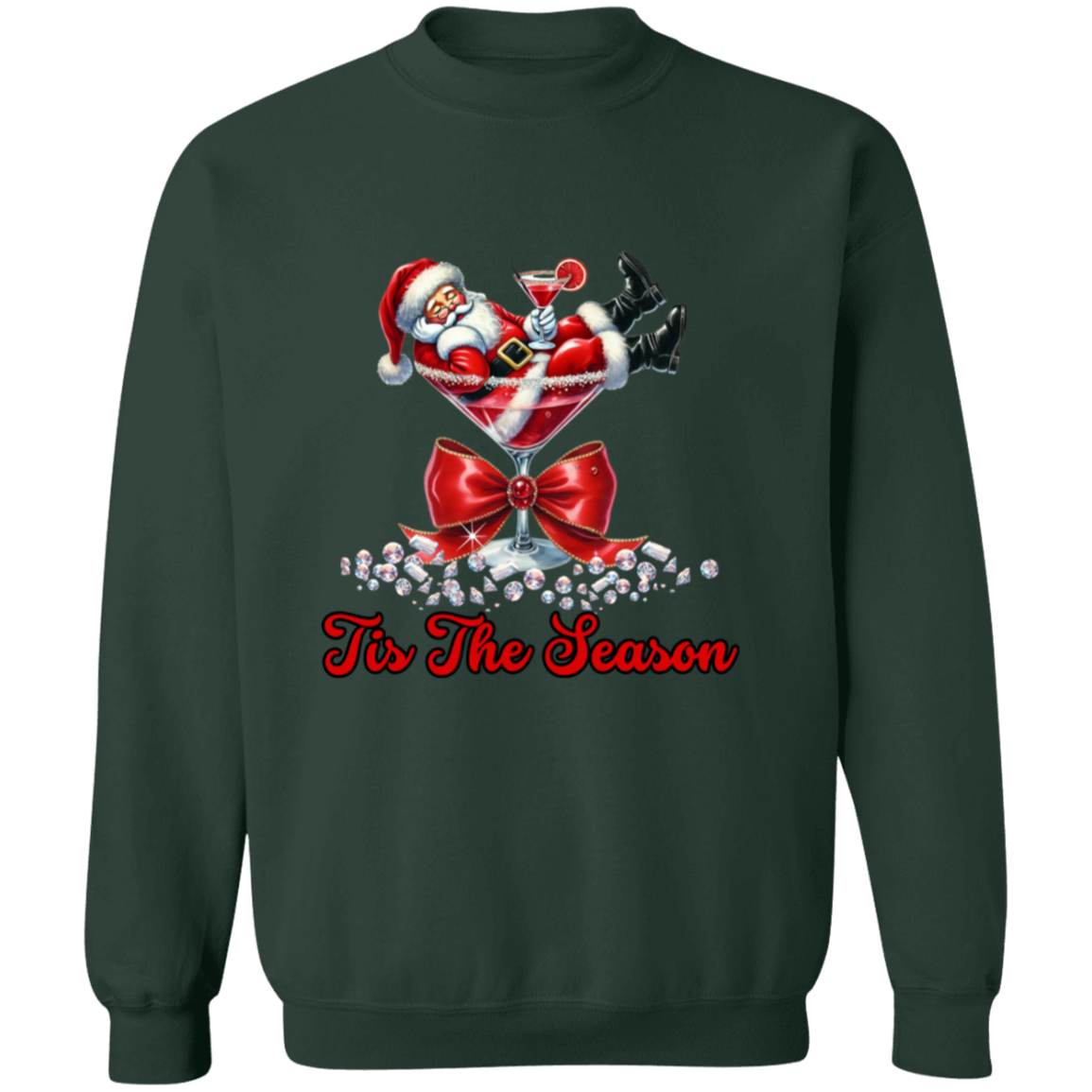 Martini Santa Christmas Crewneck Pullover Sweatshirt