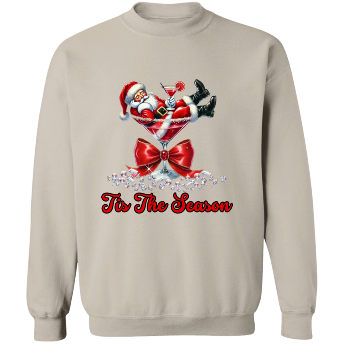 Martini Santa Christmas Crewneck Pullover Sweatshirt