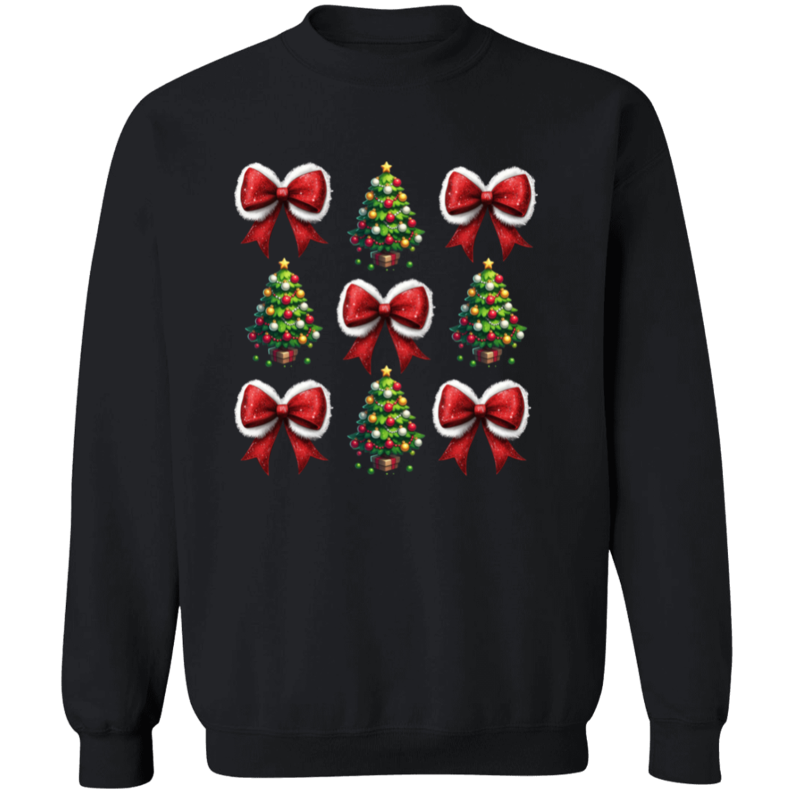 Christmas Tree Bow Pullover Sweatshirt