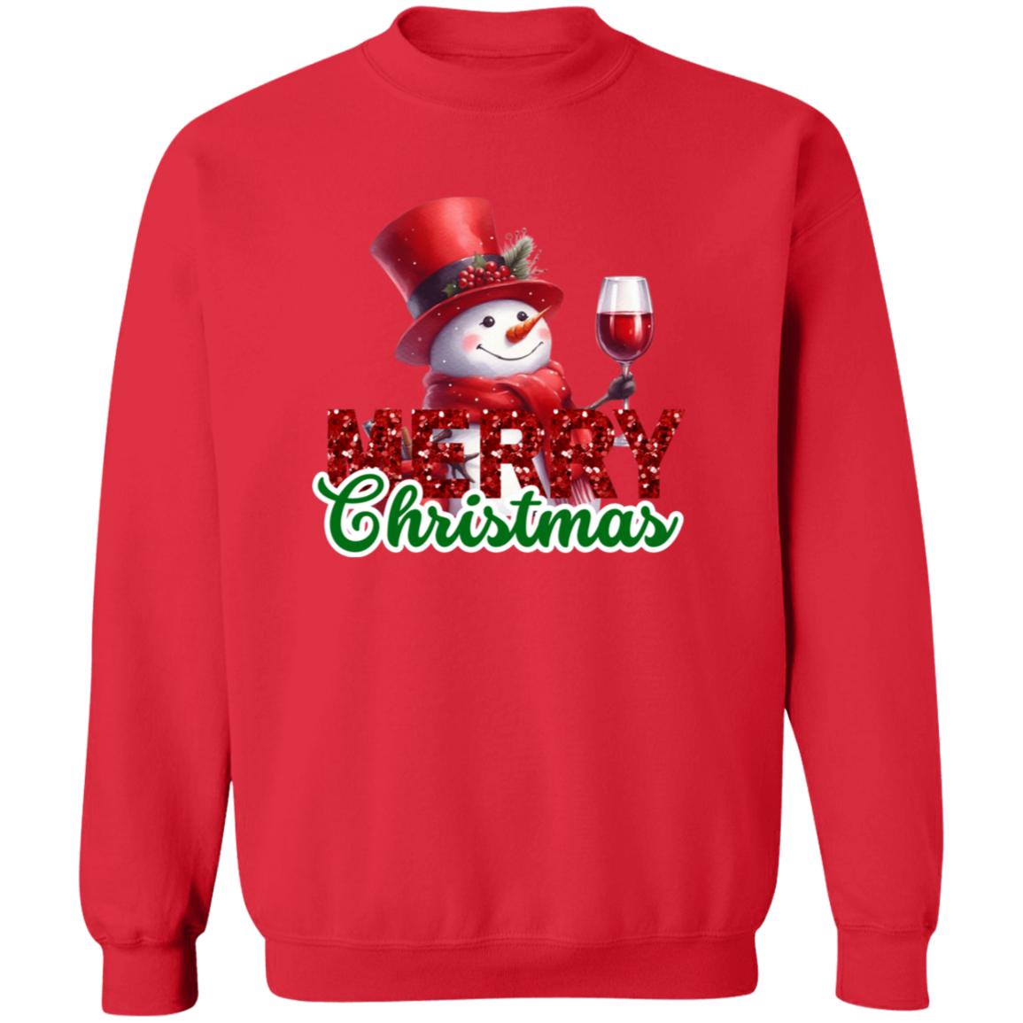 Top Hat Snowman Christmas Crewneck Pullover Sweatshirt