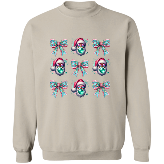 Bubbles and Bows Pink Santa Funny Christmas Crewneck Pullover Sweatshirt