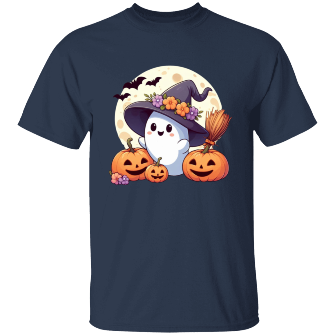 Cute Moon Ghost Pumpkin Halloween T-Shirt