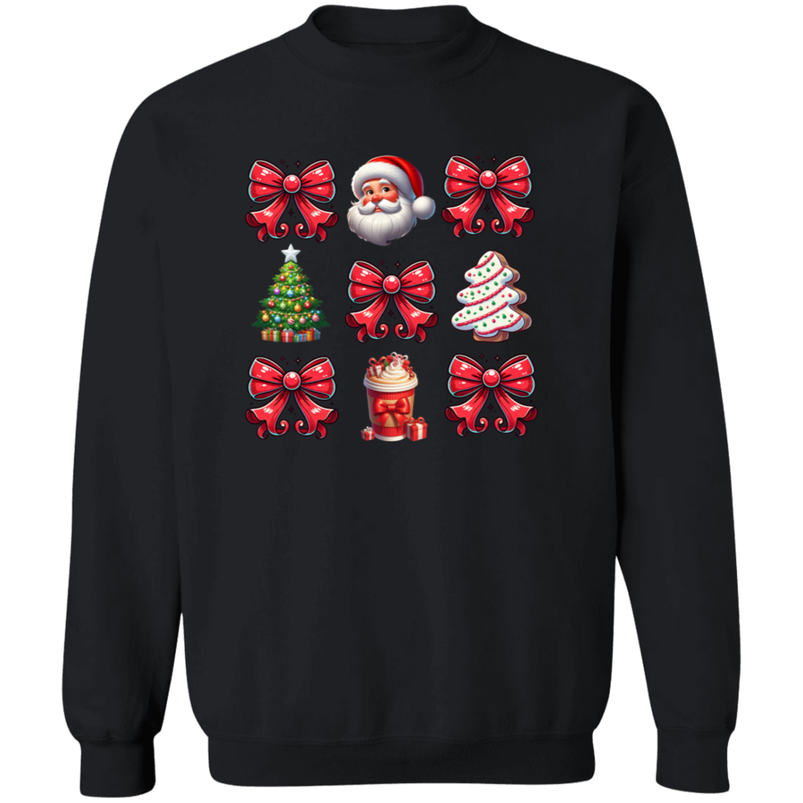 Christmas Santa Bow Pullover Sweatshirt