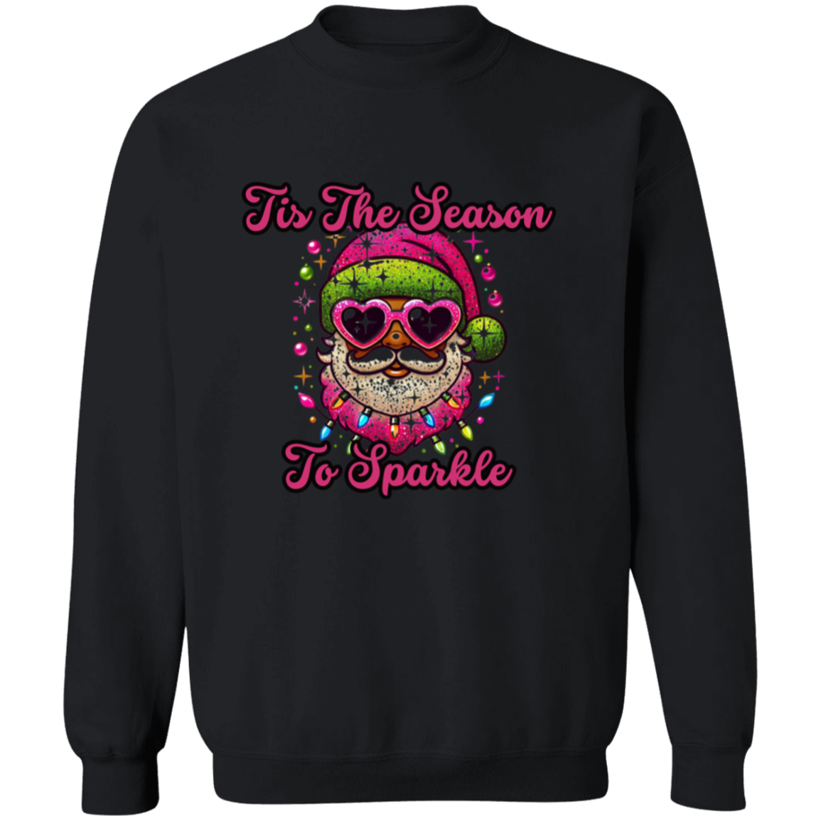 Rock Star Santa Christmas Crewneck Pullover Sweatshirt