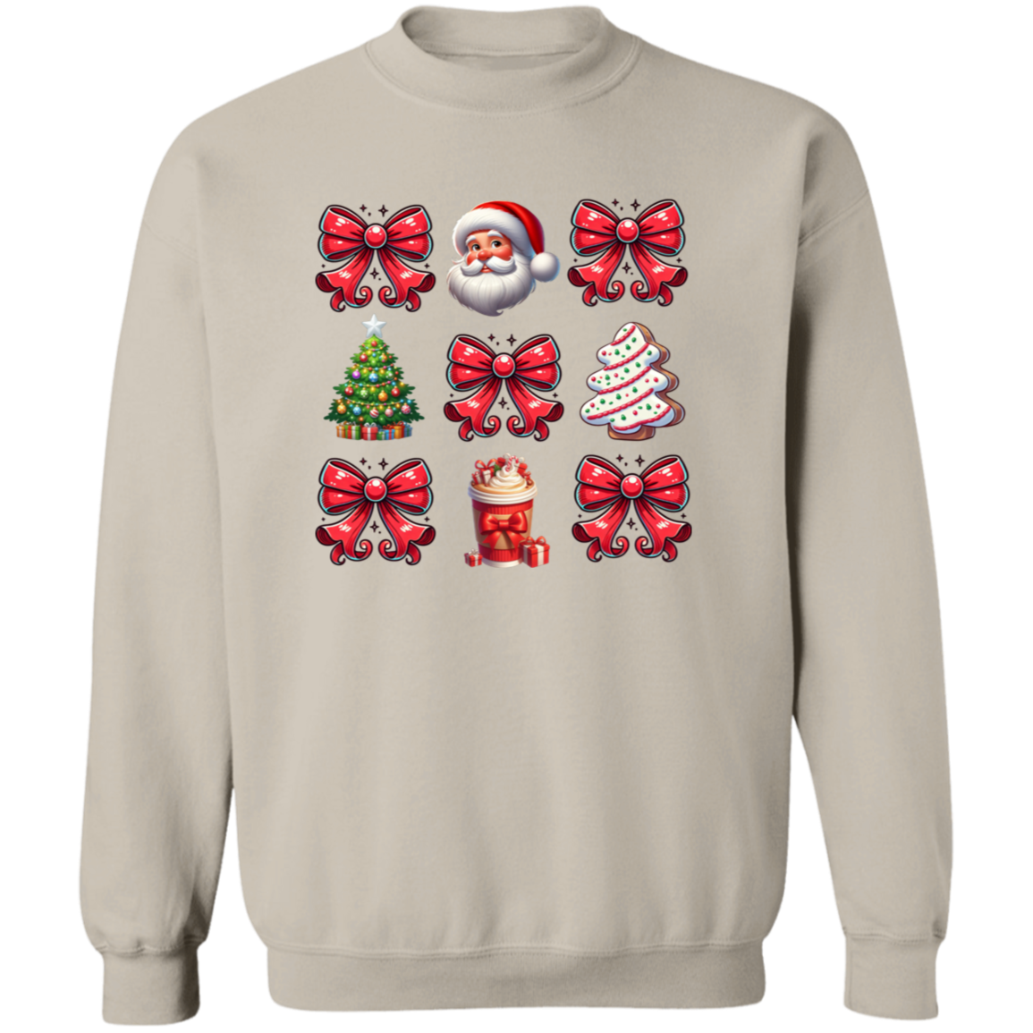 Christmas Santa Bow Pullover Sweatshirt