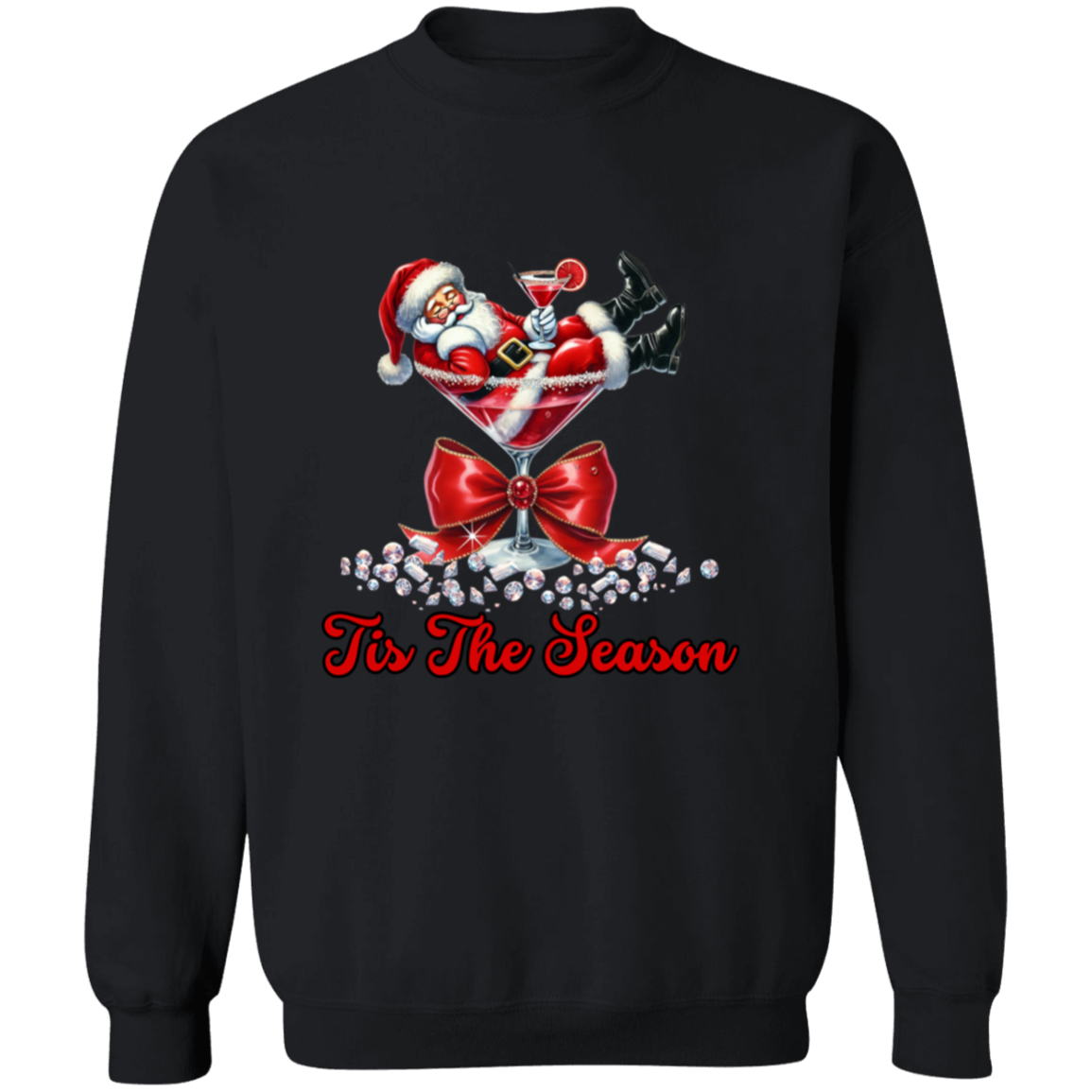 Martini Santa Christmas Crewneck Pullover Sweatshirt