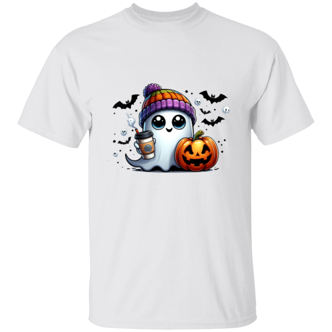 Cute Ghost Latte Halloween Pumpkin T-Shirt