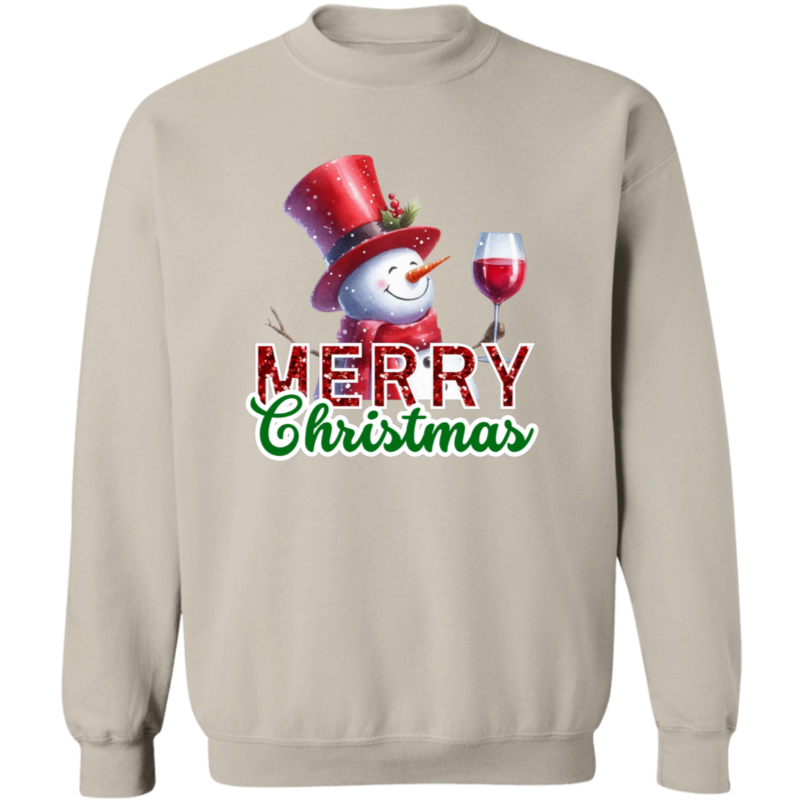 Wine Lovers Christmas Snowman Pullover Sweatshirt