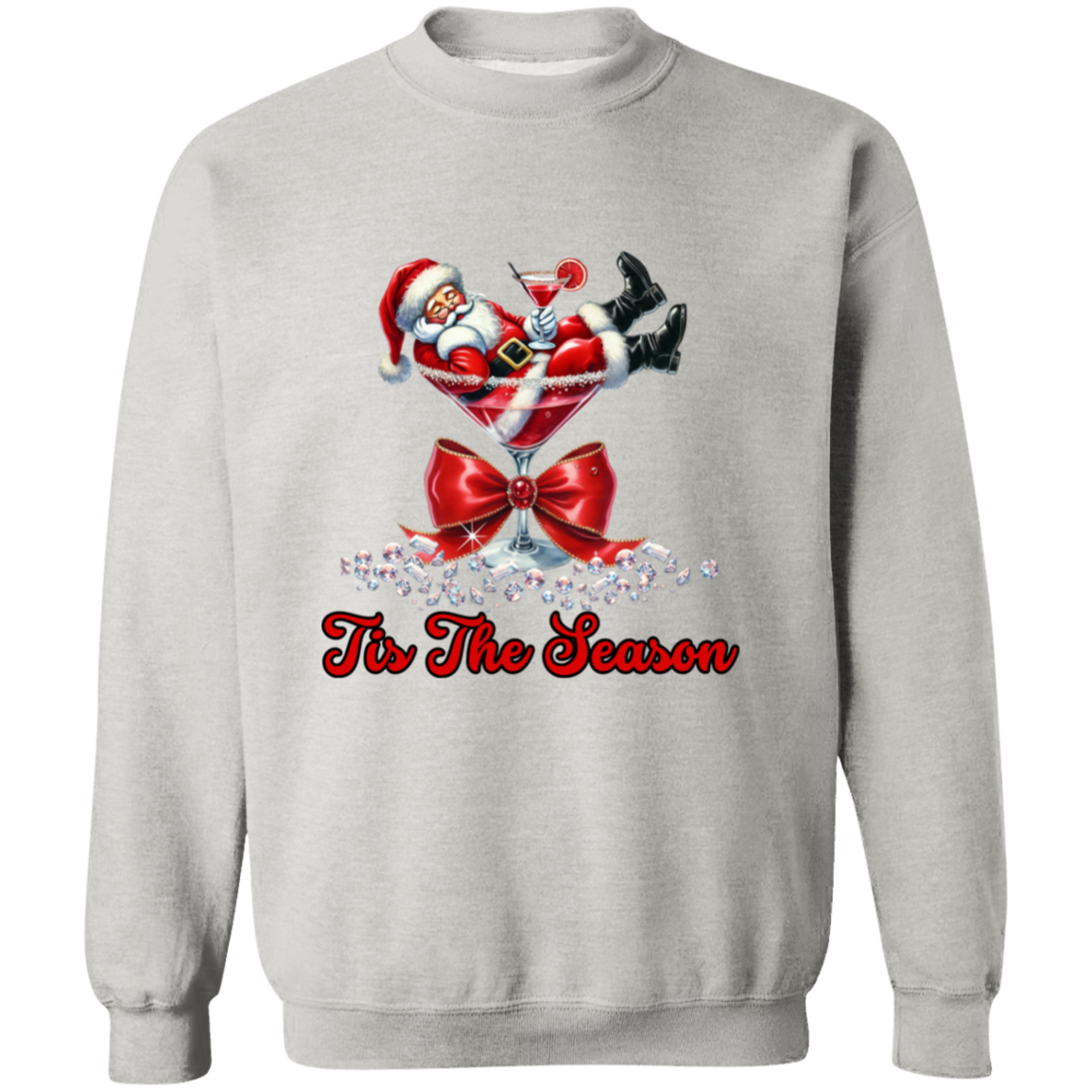 Martini Santa Christmas Crewneck Pullover Sweatshirt