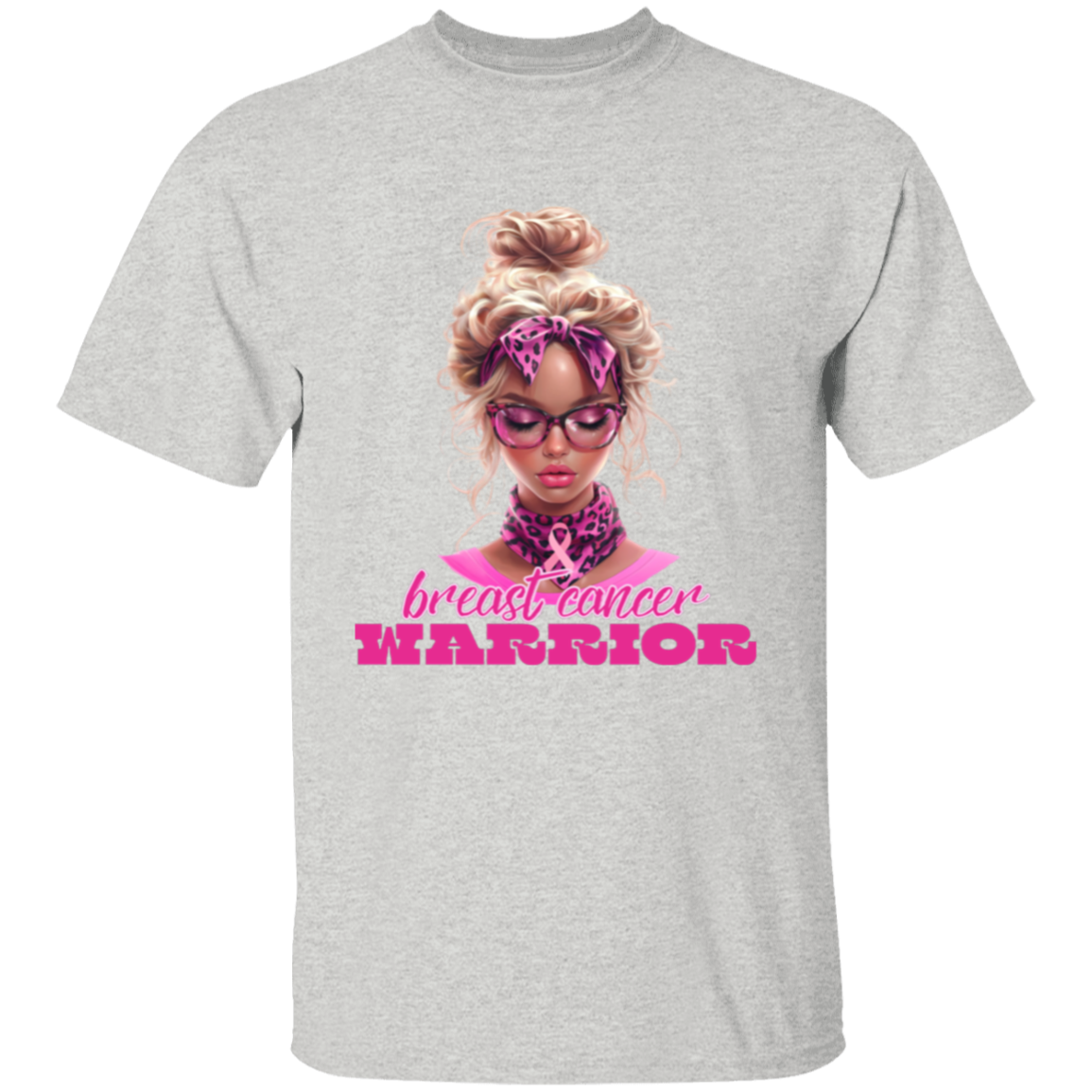 Pink Leopard Print Breast Cancer Warrior T-Shirt