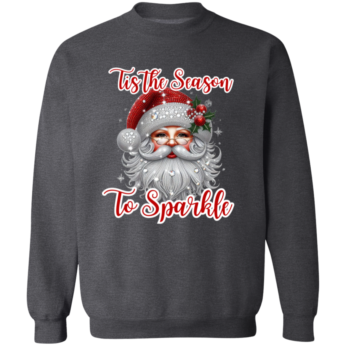 Sparkly Santa Christmas Crewneck Pullover Sweatshirt