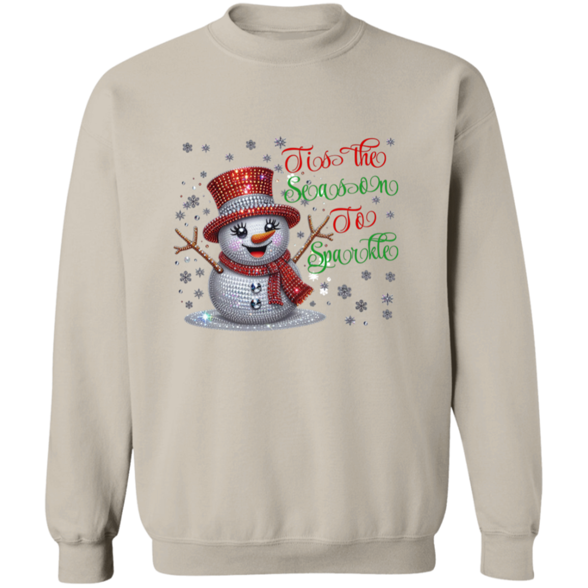 Bling Snowman Sparkle Christmas Pullover Sweatshirt