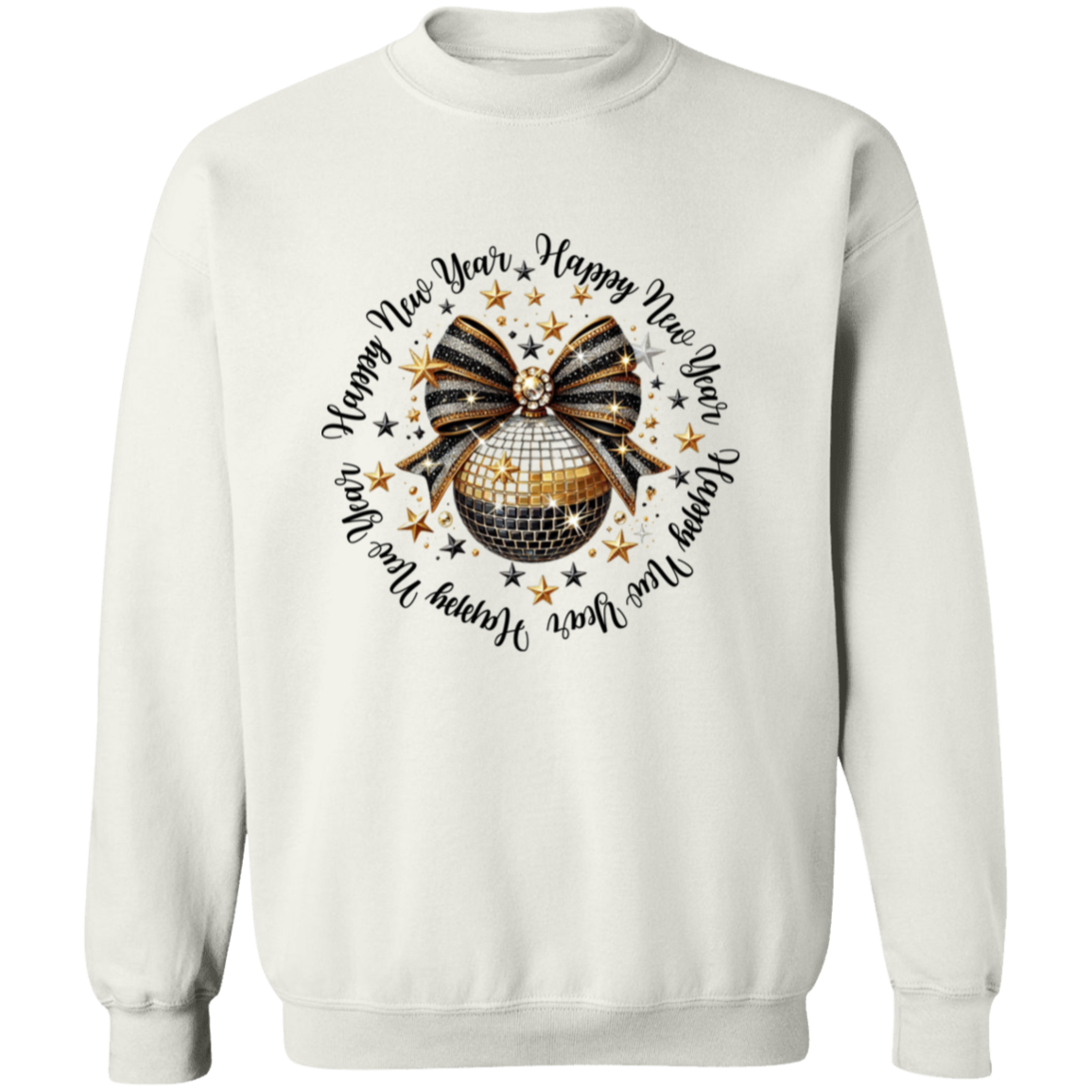 Black and Gold Happy New Year Pullover Sweatshirt