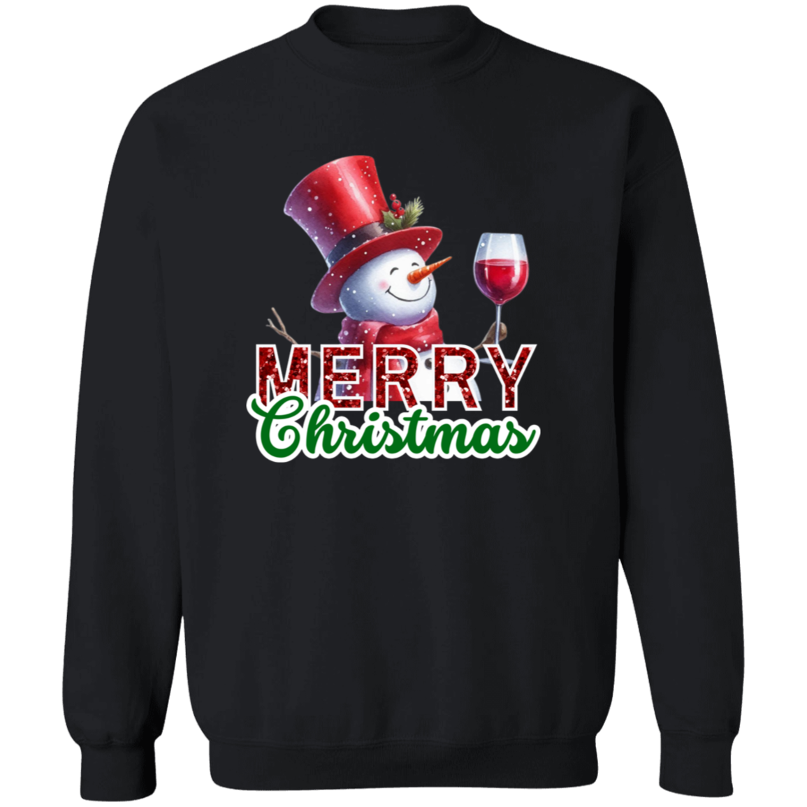 Wine Lovers Christmas Snowman Pullover Sweatshirt