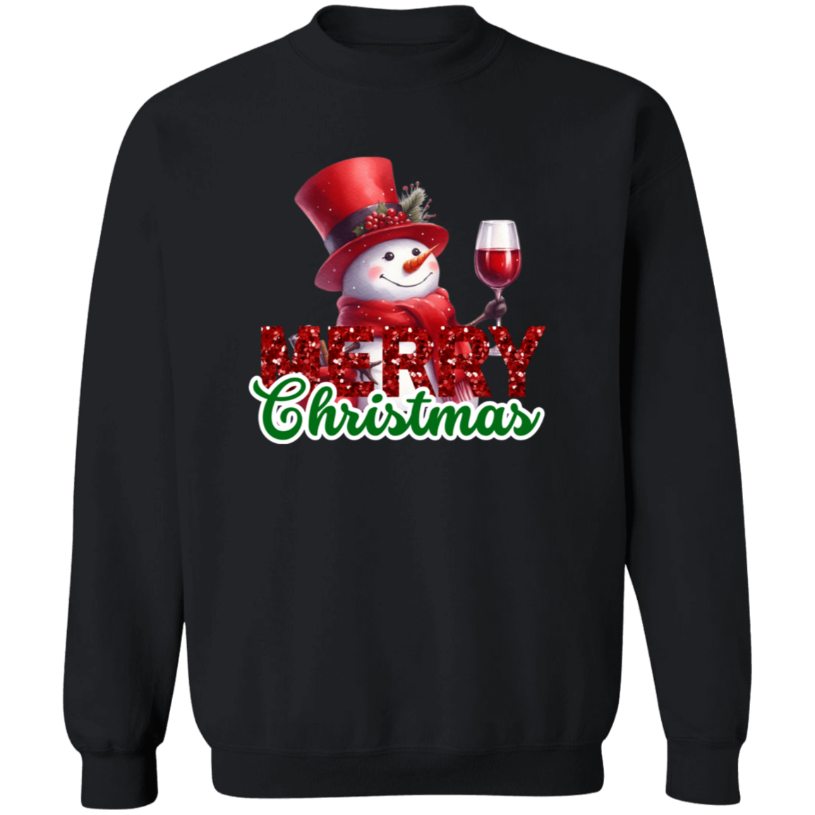 Top Hat Snowman Christmas Crewneck Pullover Sweatshirt