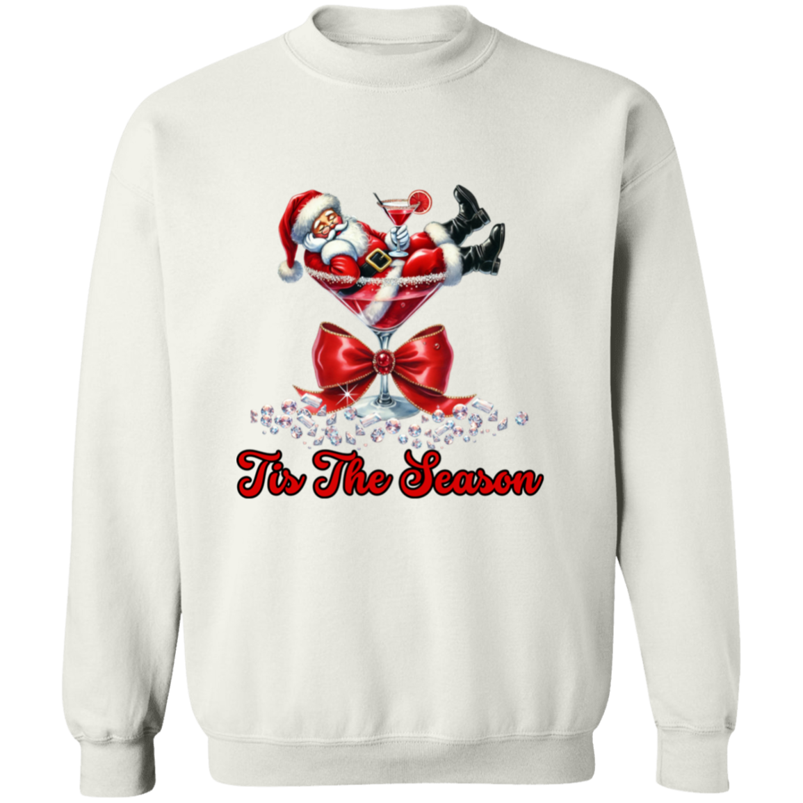 Martini Santa Christmas Crewneck Pullover Sweatshirt