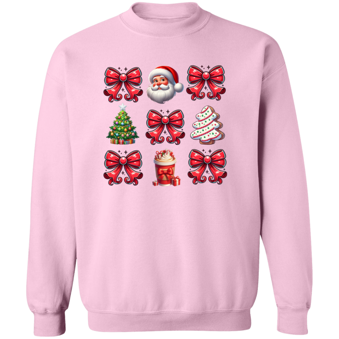 Christmas Santa Bow Pullover Sweatshirt