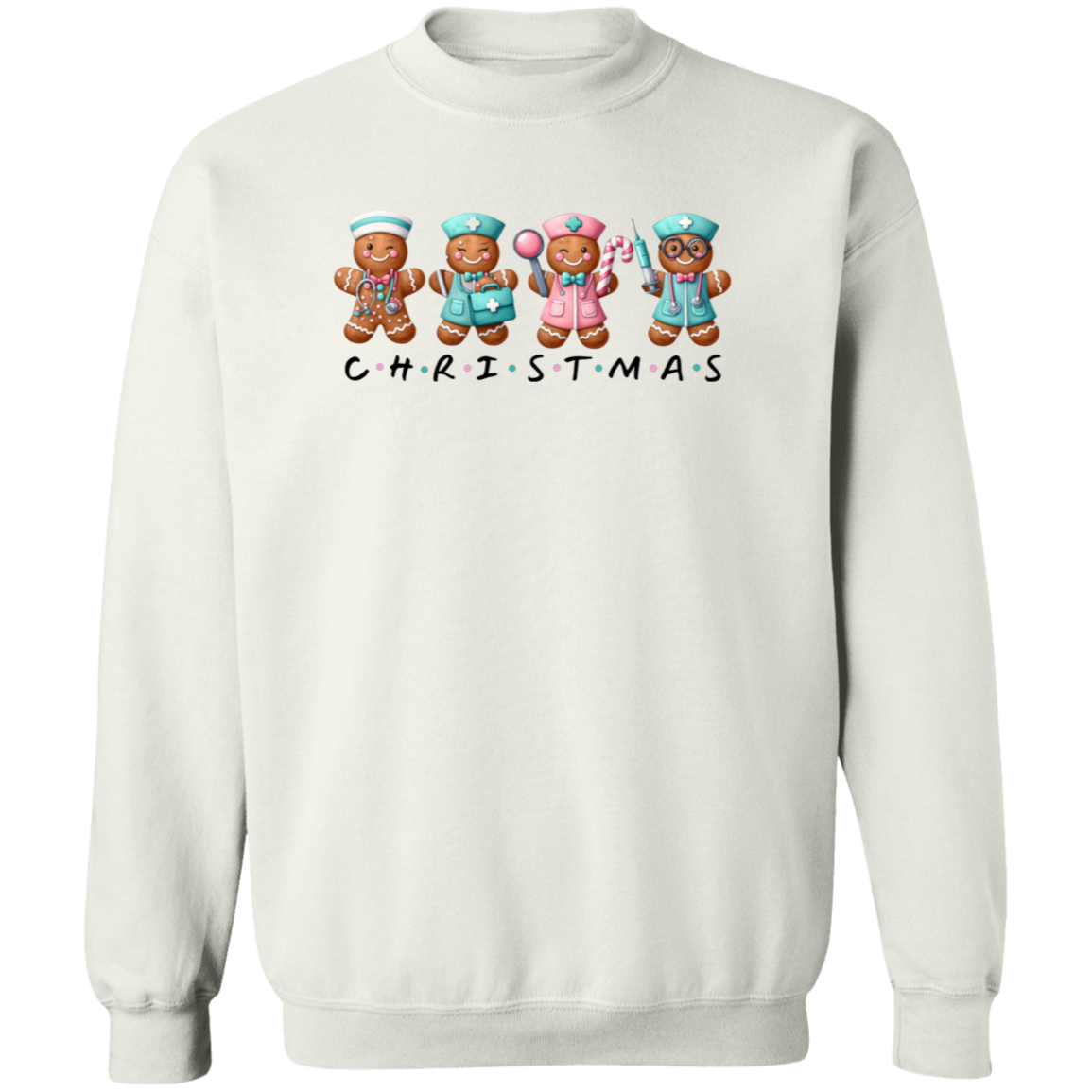 Nurse Gingerbread Christmas Crewneck Pullover Sweatshirt