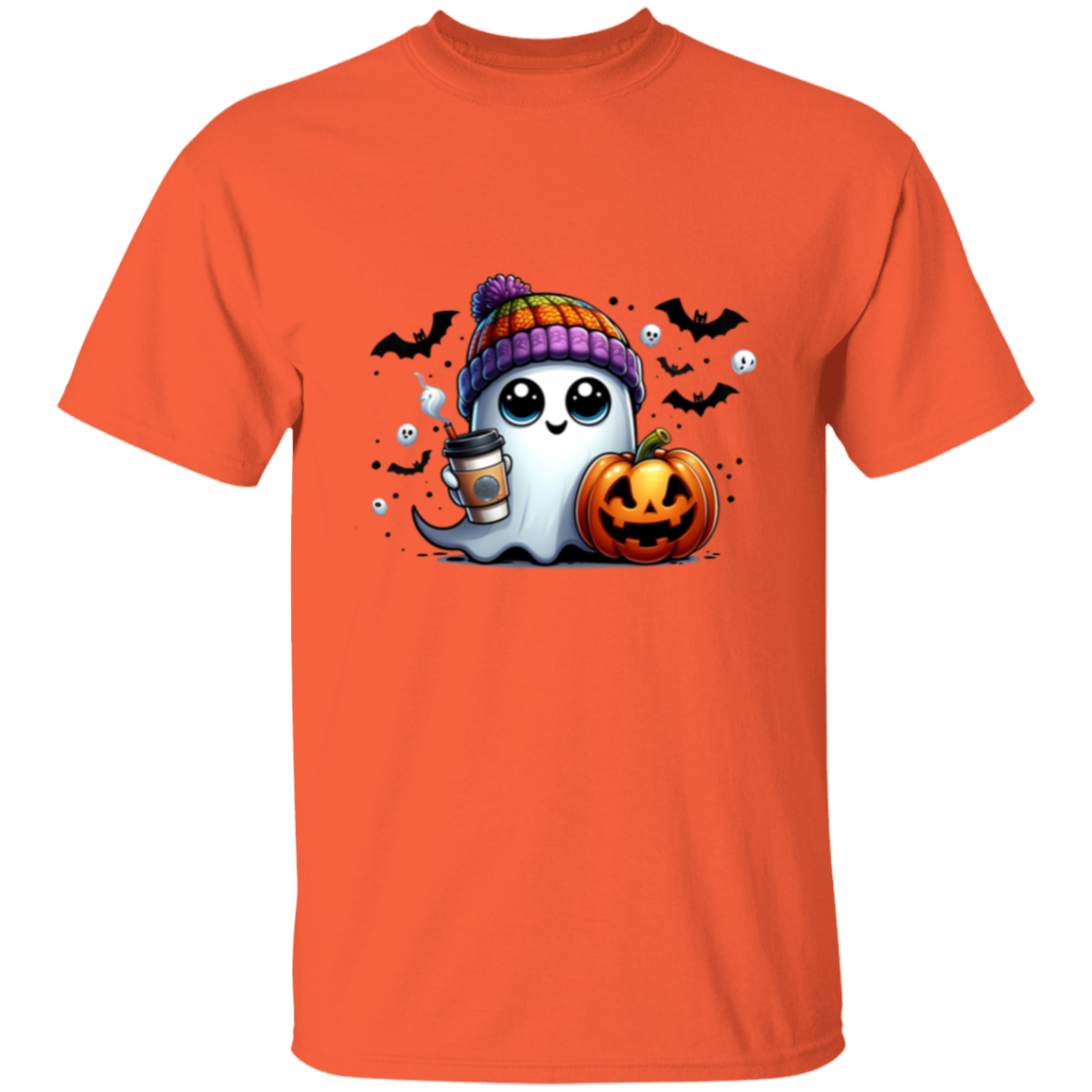 Cute Ghost Latte Halloween Pumpkin T-Shirt