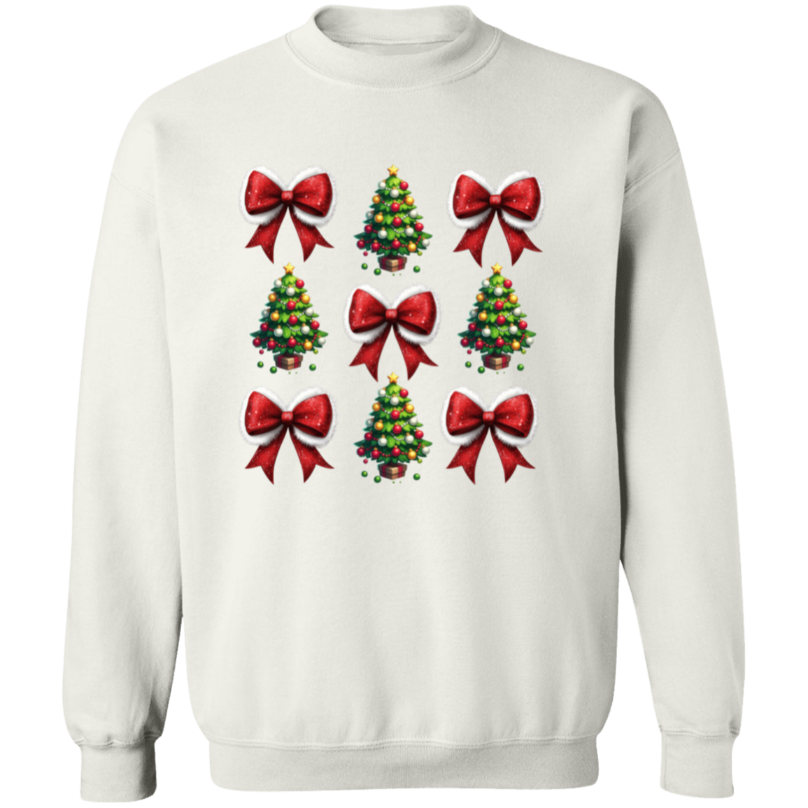 Christmas Tree Bow Pullover Sweatshirt