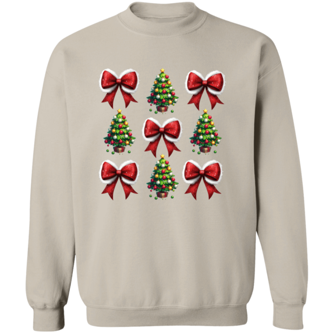 Christmas Tree Bow Pullover Sweatshirt