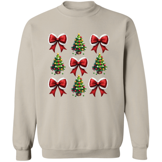 Christmas Tree Bow Pullover Sweatshirt