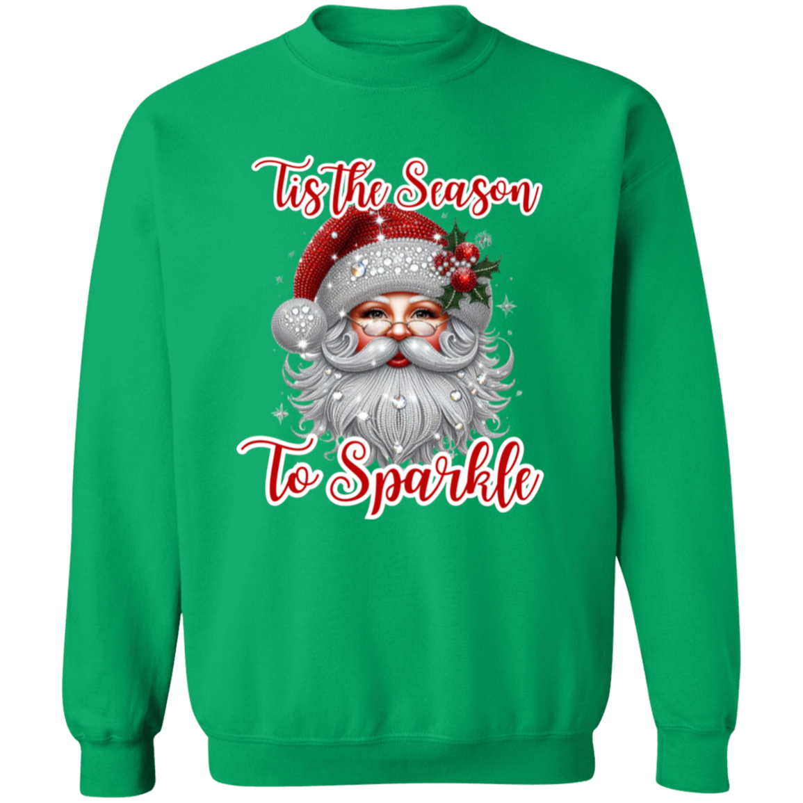 Sparkly Santa Christmas Crewneck Pullover Sweatshirt