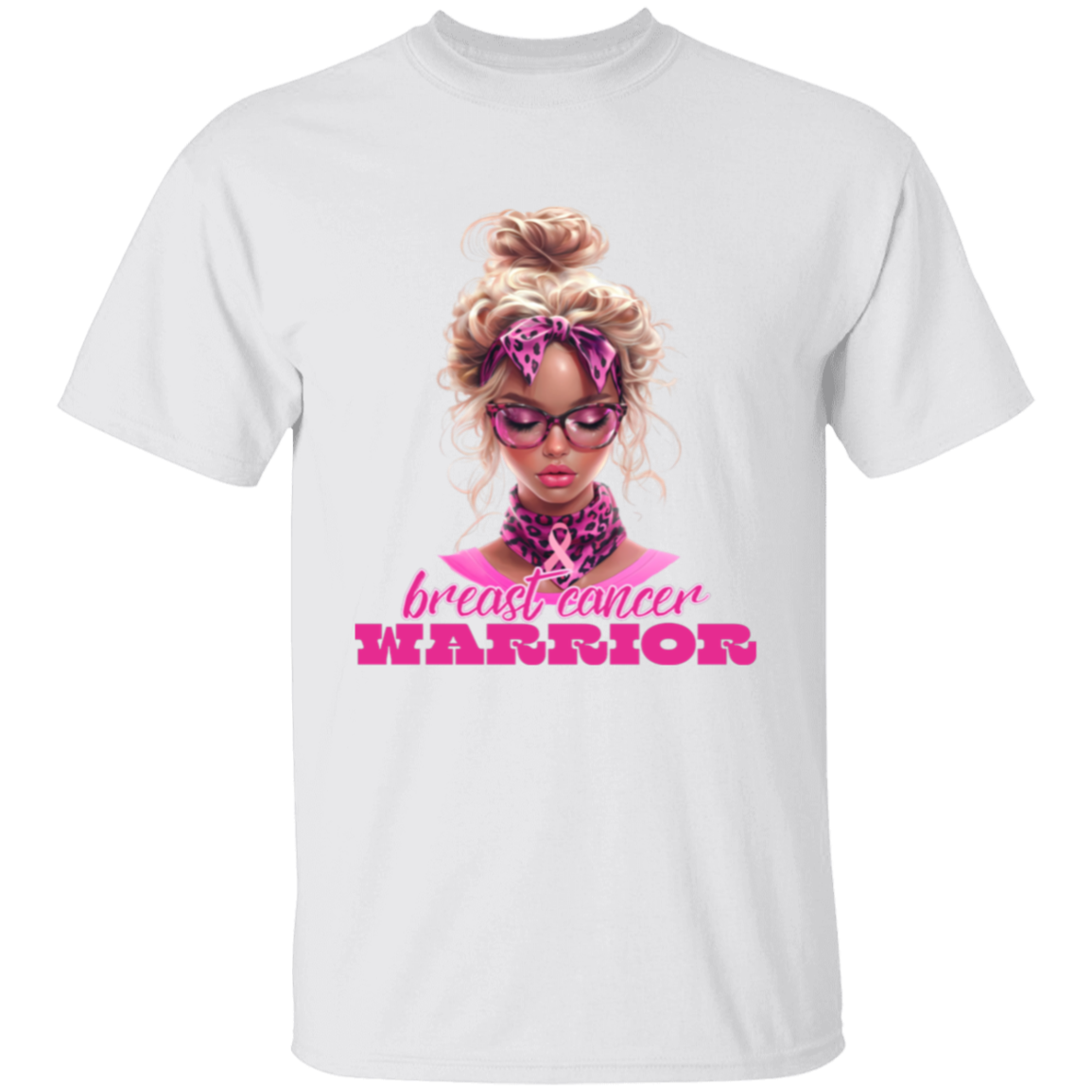 Pink Leopard Print Breast Cancer Warrior T-Shirt