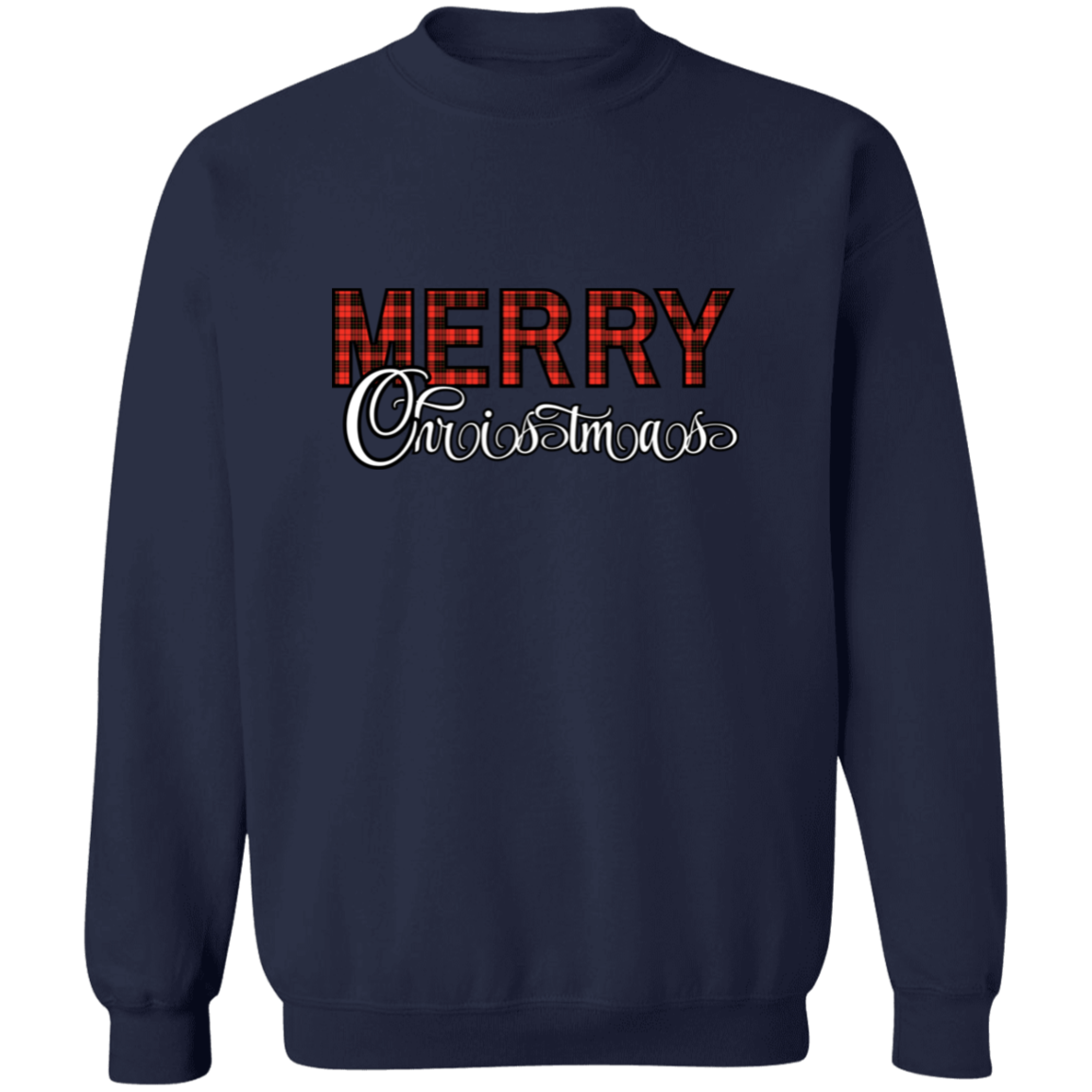 Red Plaid Merry Christmas Crewneck Pullover Sweatshirt