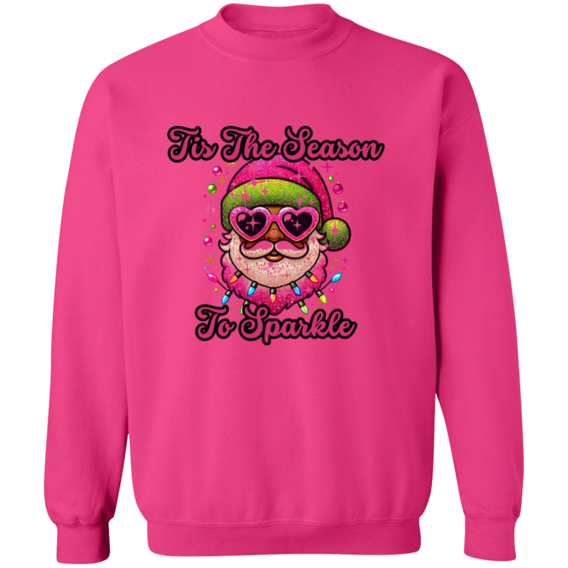 Rock Star Santa Christmas Crewneck Pullover Sweatshirt