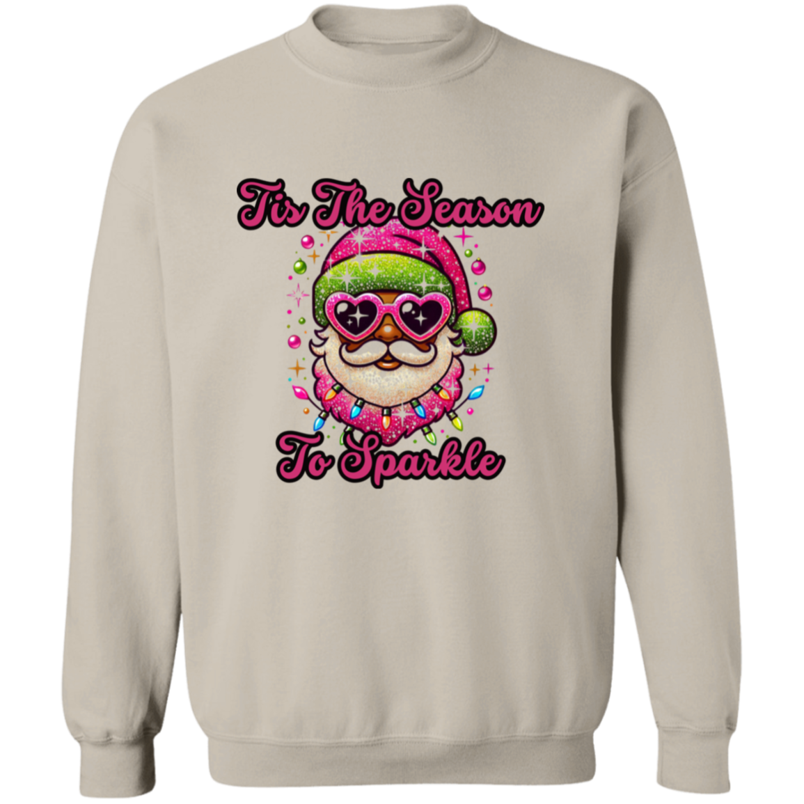 Rock Star Santa Christmas Crewneck Pullover Sweatshirt