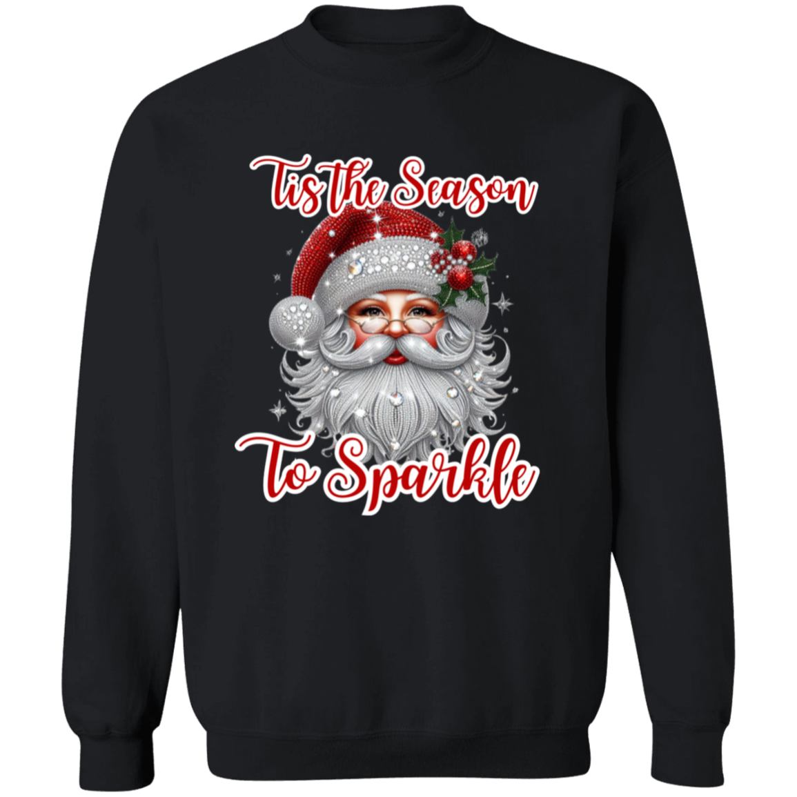 Sparkly Santa Christmas Crewneck Pullover Sweatshirt