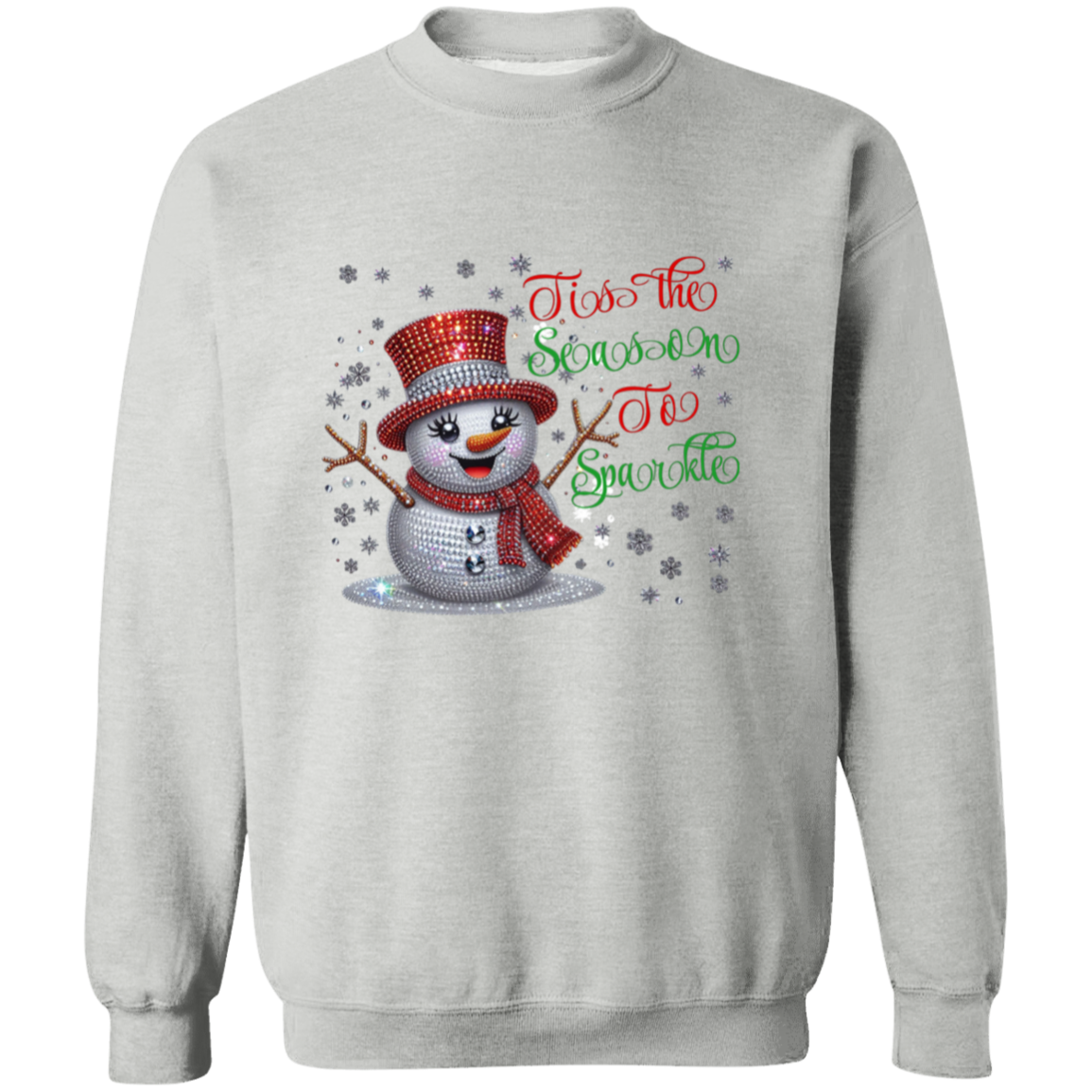 Bling Snowman Sparkle Christmas Pullover Sweatshirt