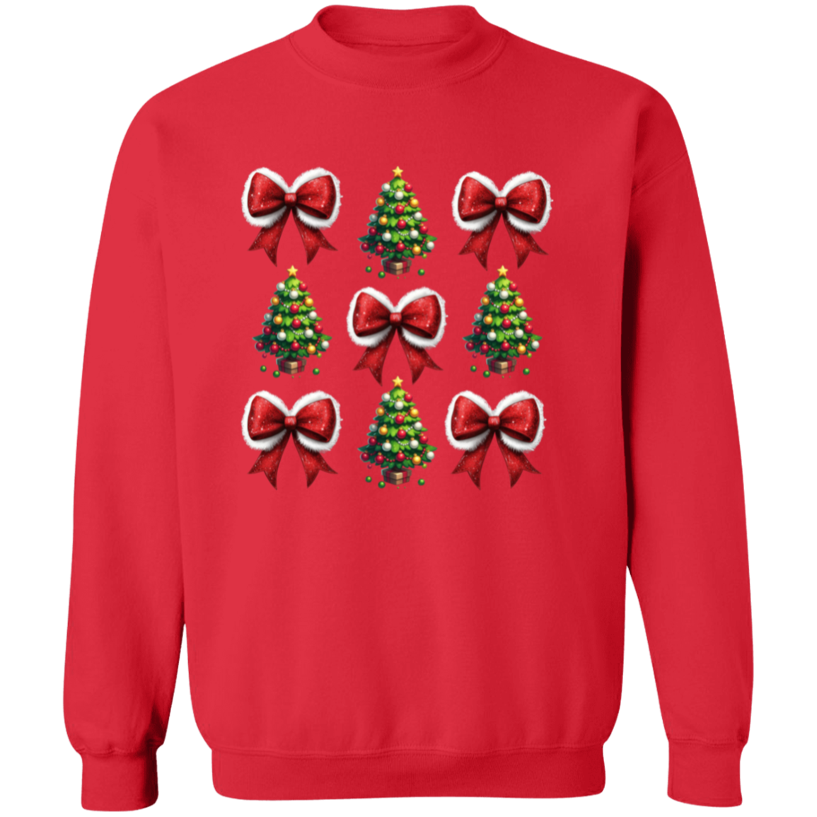 Christmas Tree Bow Pullover Sweatshirt