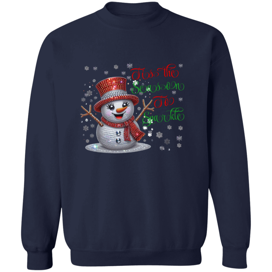 Bling Snowman Sparkle Christmas Pullover Sweatshirt