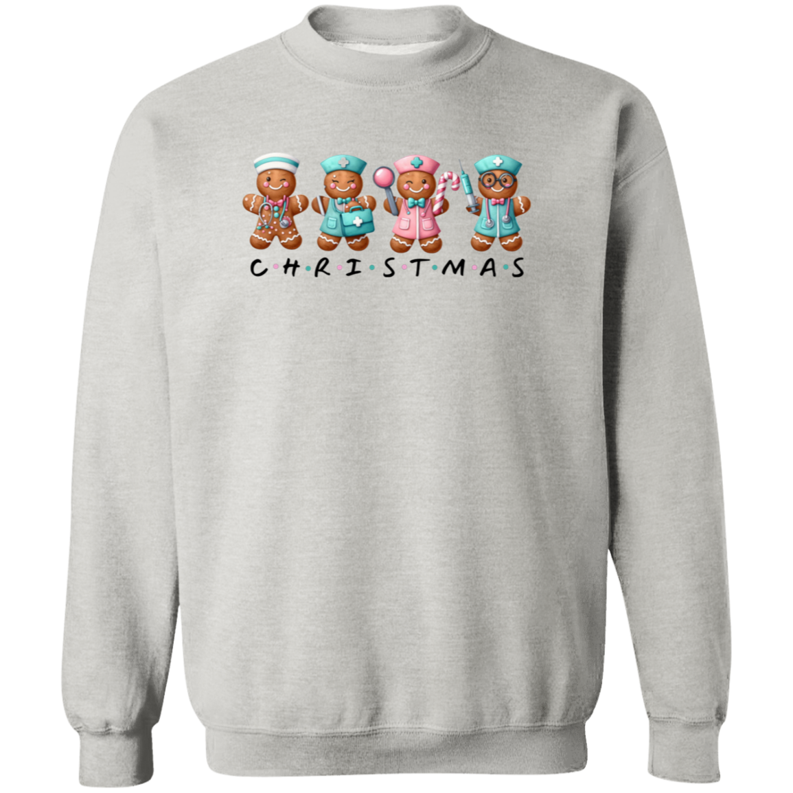 Nurse Gingerbread Christmas Crewneck Pullover Sweatshirt