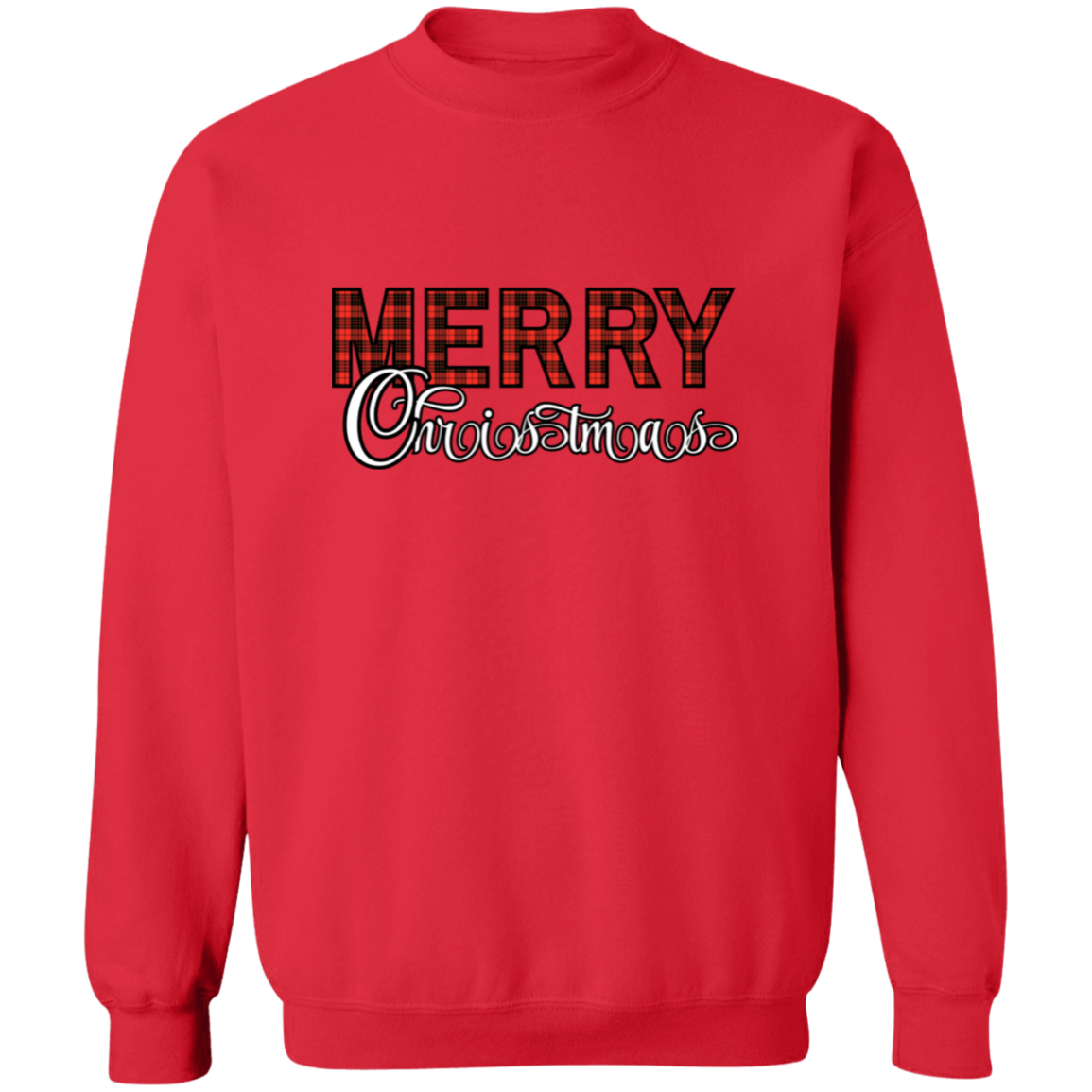 Red Plaid Merry Christmas Crewneck Pullover Sweatshirt