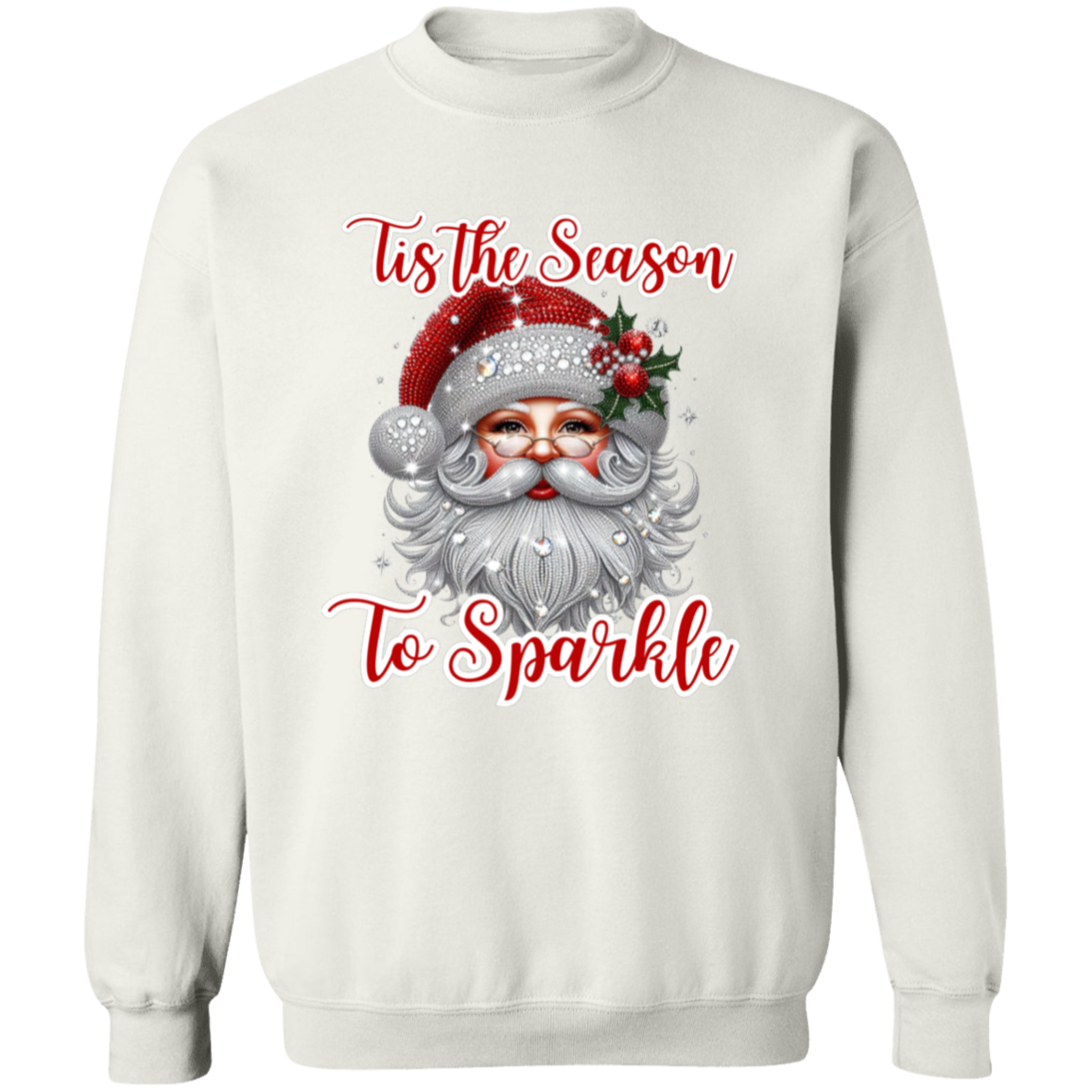 Sparkly Santa Christmas Crewneck Pullover Sweatshirt